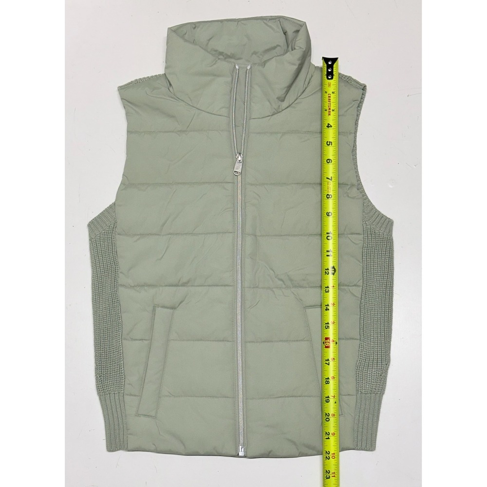 Athleta Womens Incline Hybrid Puffer Knit Vest Sage Green Merino Wool Blend XS